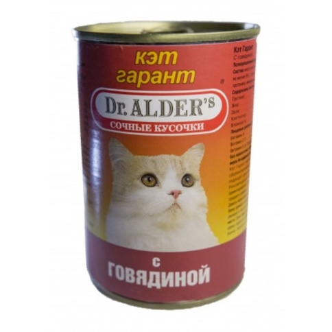 Консервы Dr. Alder's Cat Garant для взрослых кошек с говядина 415 г фото 2