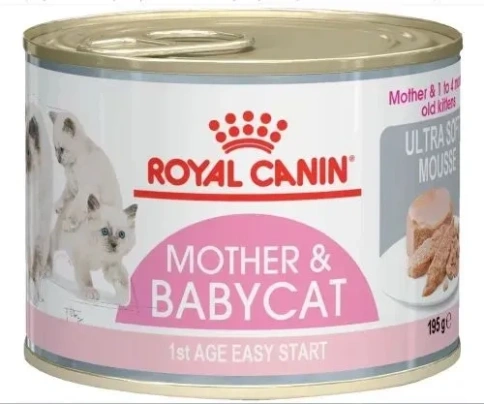 Влажный корм Royal Canin Mother & Babycat для котят в возрасте до 4 месяцев и кормящих кошек, мусс, банка, 195 г фото 1