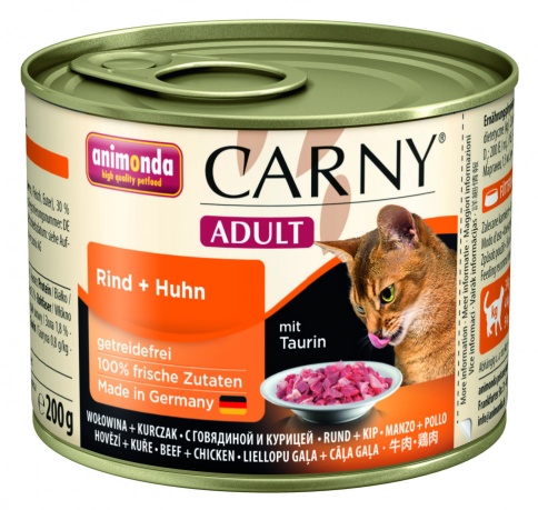 Animonda Консервы Carny Adult с говядиной и курицей для взрослых кошек всех пород - 200 г фото 1