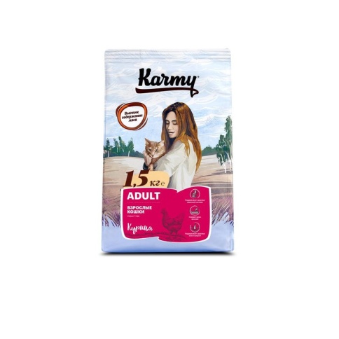 Сухой корм Karmy Adult для взрослых кошек с курицей 1.5 кг фото 2