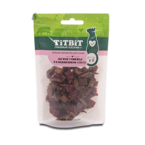 TiTBiT Легкое говяжье в клюквенном соусе для кошек, вяленые лакомства - 25 г фото 1