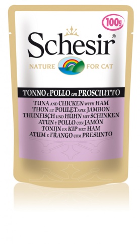 Schesir для кошек в паучах с тунцом, курицей и ветчиной - 100 г фото 1