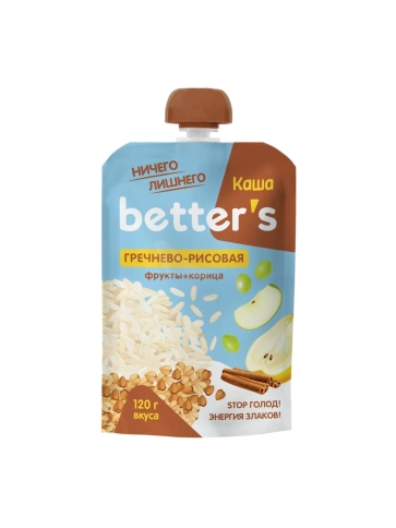 Каша "Better's" гречнево-рисовая с яблоками и корицей 120гр фото 1