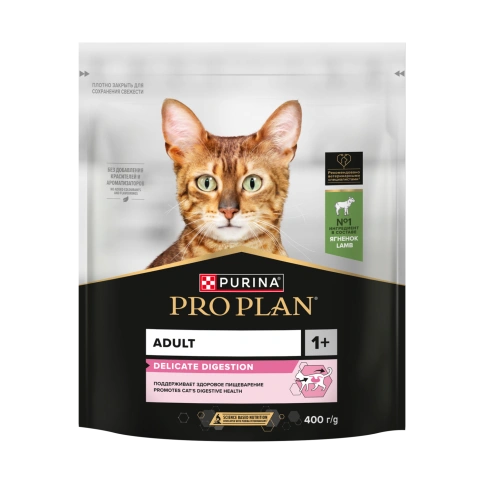 Сухой корм Purina Pro Plan DelicateOpti-Digest Lamb для кошек с чувствительным пищеварением, с ягненком, 400 г фото 1