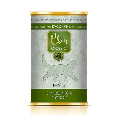 Clan Classic влажный корм для кошек кусочки с индейкой и уткой в консервах - 405 г фото 1