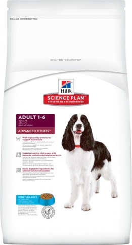 Hill's Science Plan Advanced Fitness корм для собак мелких и средних пород от 1 до 7 лет с тунцом и рисом 12 кг фото 1