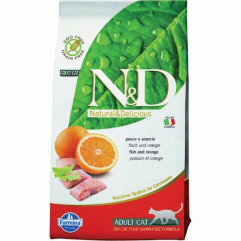 Farmina N&D Grain - Free Feline Fish & Orange Adult сухой корм с рыбой и апельсином для взрослых котов или кошек - 10 кг фото 2