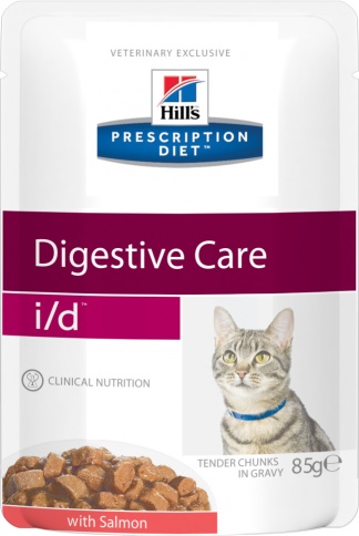 Влажный диетический корм для кошек Hill's Prescription Diet i/d Digestive Care при расстройствах пищеварения, жкт, с лососем - 85 г фото 1