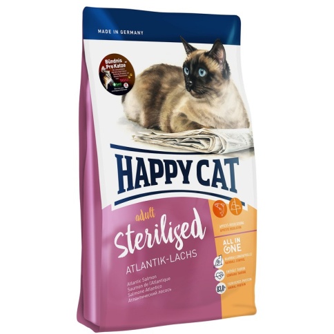 Happy Cat Adult Sterilised Atlantik Lachs сухой корм для стерилизованных кошек с лососем - 1,4 кг фото 2
