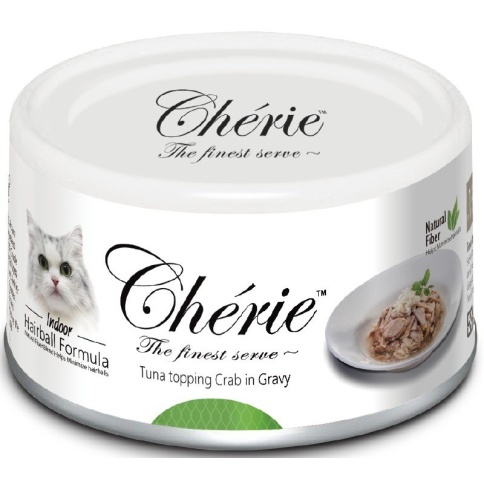 Pettric Cherie Hairball Control влажный корм для кошек с тунцом и мясом краба в подливе - 80 г фото 1