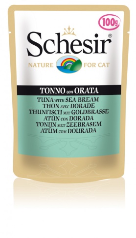 Schesir для кошек в паучах с тунцом и дорадо - 100 г фото 1