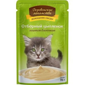 Деревенские лакомства паштет для котят с цыпленком - 70 г фото 1