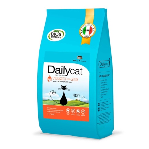Dailycat Adult Sterli Lite Turkey & Rice для взрослых кастрированных и стерилизованных кошек с индейкой и рисом 400 г фото 2