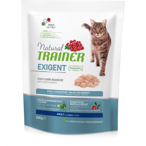 Trainer Natural Cat Exigent Adult With White Meats сухой корм для привередливых кошек с белым мясом 300 г фото 1