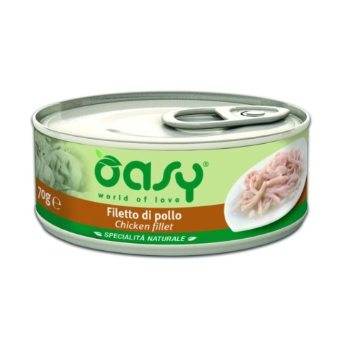 Oasy Wet cat Specialita Naturali Chicken дополнительное питание для кошек с курицей в консервах - 70 г фото 1