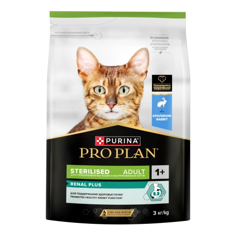Сухой корм Purina Pro Plan Cat Adult Sterilised для стерилизованных кошек, с кроликом, 3 кг фото 1