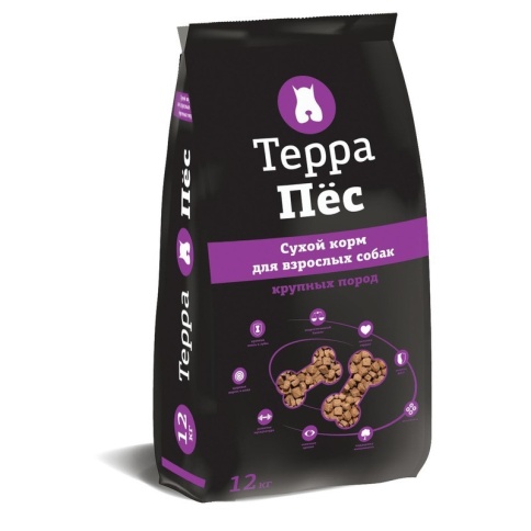 Терра Пёс сухой корм для взрослых собак крупных пород с мясом и злаками - 12 кг фото 1