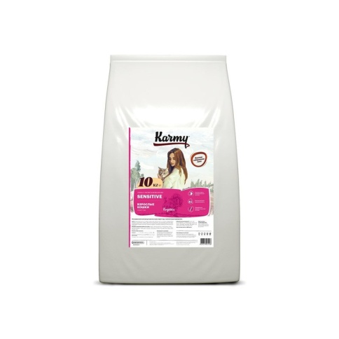 Сухой корм Karmy Sensetive для взрослых кошек с чувствительным пищеварением с индейкой 10 кг фото 1