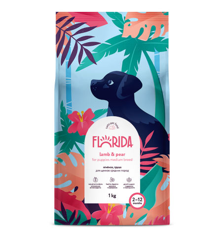 Florida сухой корм для щенков средних пород с ягненком и грушей 1 кг фото 1