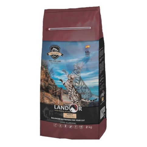Landor сухой корм для кошек с рыбой и рисом - 2 кг фото 1