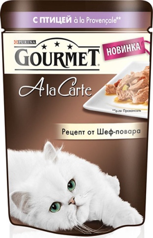 Паучи Gourmet A la Carte для взрослых кошек с домашней птицей, баклажанами, цукини и томатом - 85 г фото 1