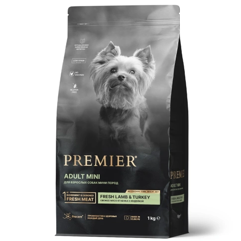 Сухой корм Premier Dog Lamb & Turkey Adult Mini для собак мелких пород, 1 кг фото 1