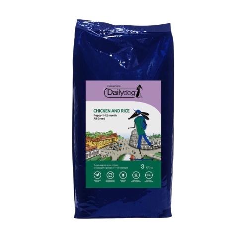 Dailydog Casual Dog Puppy All Breed Chicken and Rice сухой корм для щенков с курицей и рисом - 3 кг фото 1