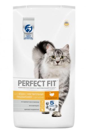 Perfect Fit Sensitive сухой корм для взрослых кошек с чувствительным пищеварением с индейкой - 3 кг фото 1