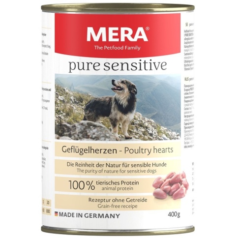 Mera Pure Sensitive Nassfutter консервы для собак с куринными сердечками - 400 г фото 1