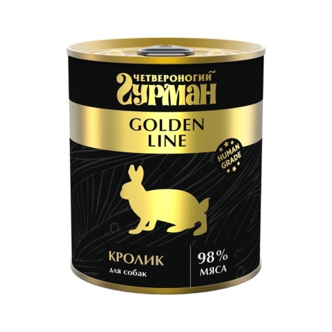 Влажный корм Четвероногий Гурман Golden line кролик натуральный в желе для собак - 340 г фото 1