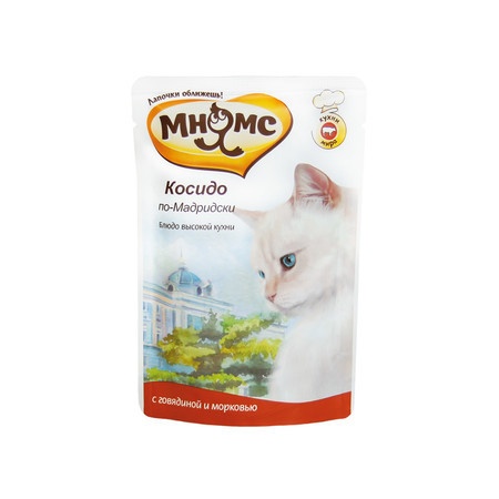 Мнямс паучи Косидо по-Мадридски с говядиной и морковью для кошек - 85 г фото 1