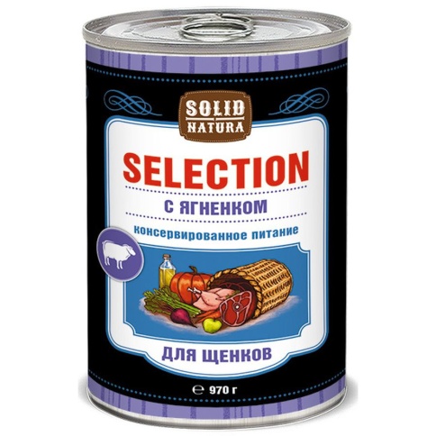 Solid Natura Selection влажный корм для щенков с ягненком в консервах - 970 г фото 1