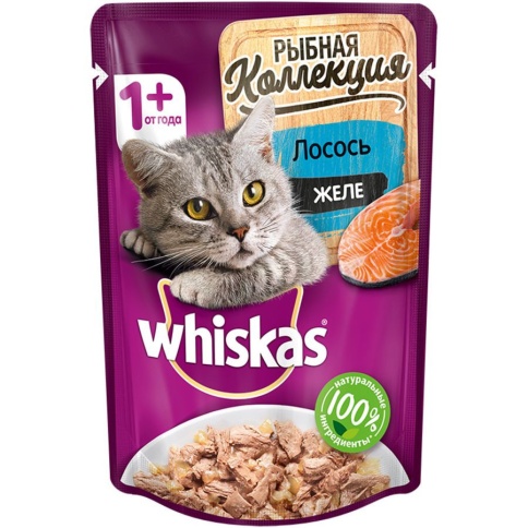Whiskas Meaty влажный корм для кошек Мясная коллекция с лососем в паучах - 85 г фото 1
