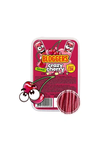 Мармелад "Крейзи Черри" (трубочка) в кисло-сладкой обсыпке жеват. со вкусом вишни с желейн. нач. 200г фото 1