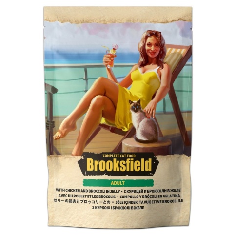 Влажный корм Brooksfield Adult Cat для взрослых кошек с курицей и броколи в желе в паучах - 85 г фото 1