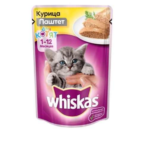Whiskas паштет для котят с курицей 85 г фото 2