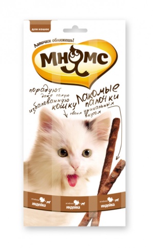 Мнямс лакомые палочки Индейка с ягненком 13,5 см для кошек - 5 г х 3 шт фото 1