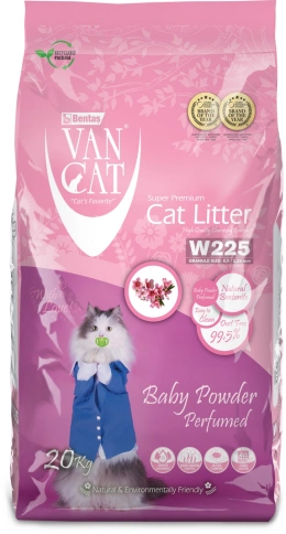 Van Cat комкующийся наполнитель без пыли с ароматом детской присыпки, 20 кг фото 1