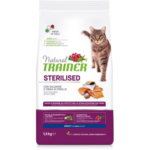 TRAINER (1.5 кг) Natural Adult cat Sterilised Salmon dry фото 2