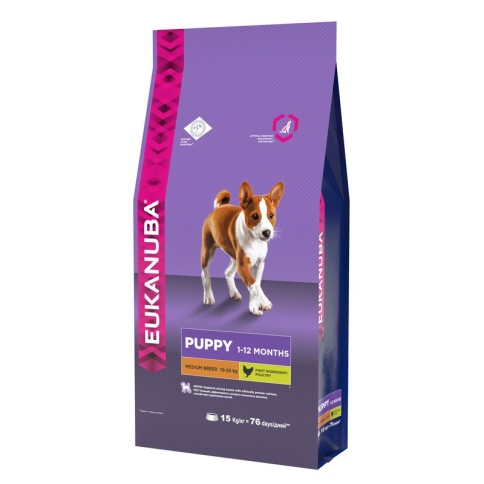 Eukanuba Puppy Medium Breed для щенков средних пород с курицей - 15 кг фото 2