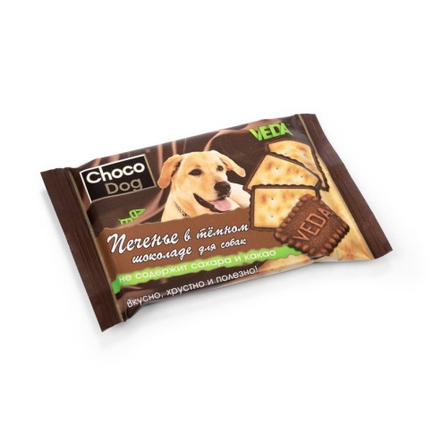 Veda Choco Dog лакомство для собак печенье в темном шоколаде - 30 г фото 1