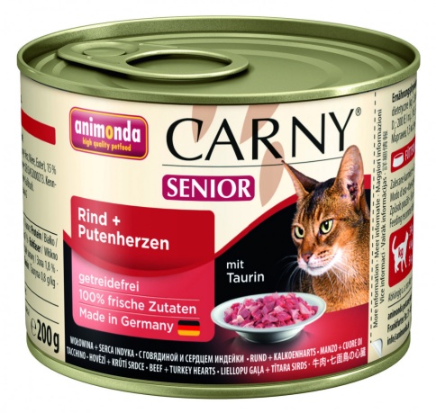Animonda Консервы Carny Senior с говядиной и сердцем индейки для кошек старше 7 лет - 200 г фото 1