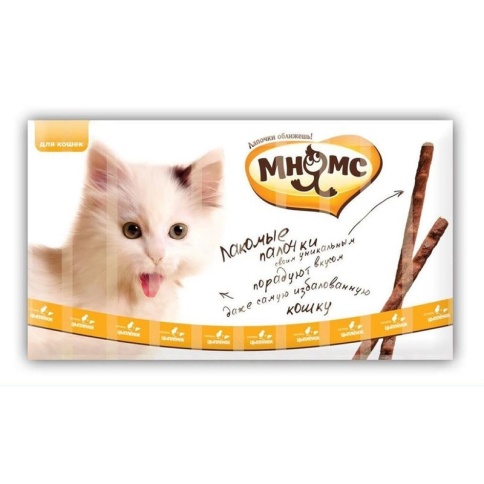 Мнямс лакомые палочки для кошек с цыпленком и печенью 13,5 см - 5 г (10 шт) фото 1