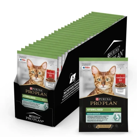Влажный корм Purina Pro Plan Sterilised Maintenance для стерилизованных кошек, с говядиной в желе, 85 г фото 1