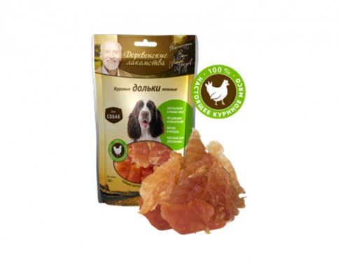 ДЕРЕВЕНСКИЕ ЛАКОМСТВА 100 % Мяса Куриные дольки нежные для собак 90 гр фото 1