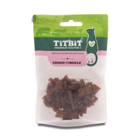 TiTBiT Кишки говяжьи для кошек, вяленые лакомства - 35 г фото 1
