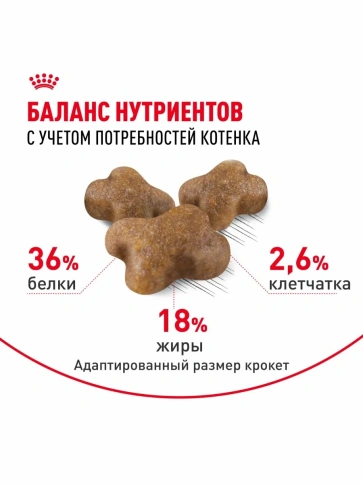 Сухой корм Royal Canin Kitten для котят от 4 до 12 месяцев, с птицей, 10 кг фото 4
