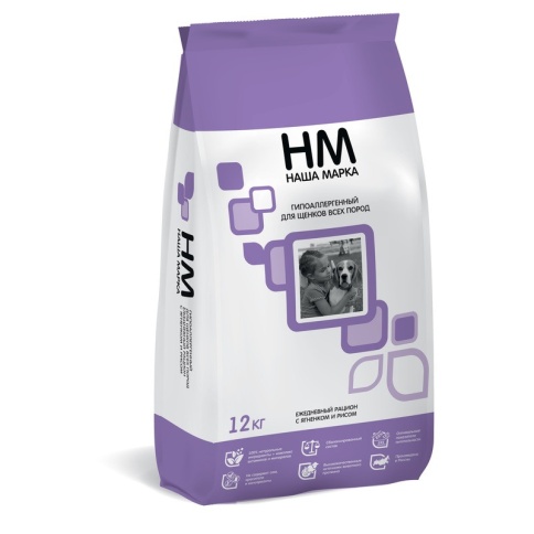 Наша Марка сухой гипоаллергенный корм для щенков всех пород с ягненком и рисом 12 кг фото 2