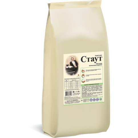 Стаут сухой корм для кошек всех пород почтенного возраста с мясом и злаками - 15 кг фото 1