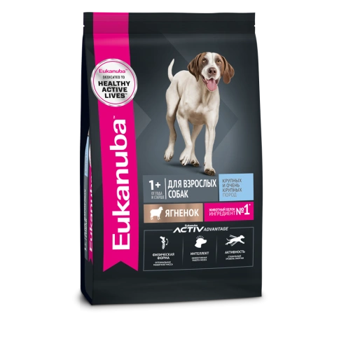 Сухой корм Eukanuba Adult Large Breed для взрослых собак крупных пород от 1 года с ягненком, 12 кг фото 1